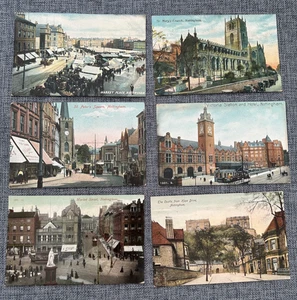 NOTTINGHAM NOTTINGHAMSHIRE VINTAGE POSTCARD SET X 6 POSTCARDS - Picture 1 of 4