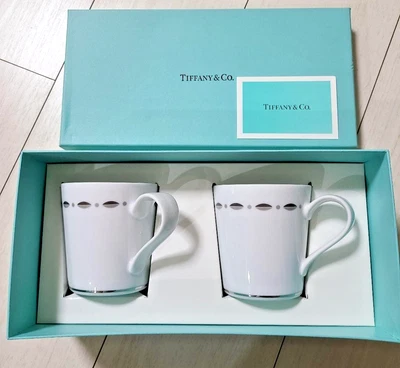 Juego de 2 pares de tazas TIFFANY & Co. GRAMERCY sin usar auténtico café té Japón Foto 1 de 4