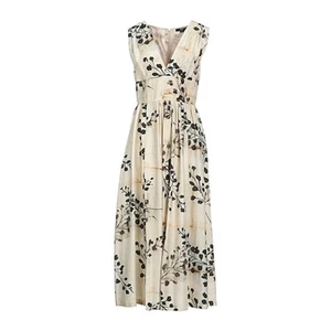 NUEVO Vestido Seventy Venezia Sergio Tegon Beige Mezcla Seda Floral Midi IT 38 / US 2 - Imagen 1 de 9