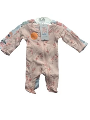 Carters Preemie Conjunto de 2 Piezas Bebé Nuevo con Etiquetas Body a Presión - Flamenco Floral Cremallera 2 Vías Foto 1 de 4