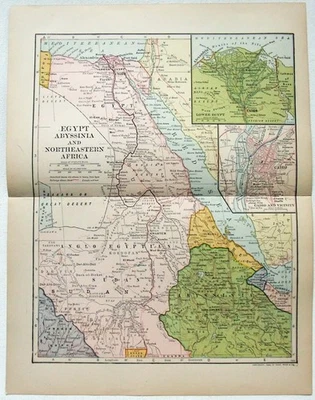 埃及 - 原版 1906 年地图 Dodd Mead & Company 制作。 NE非洲古董 — 第 1/3 张图片