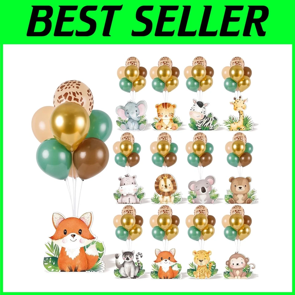 Safari Baby Shower Jungle Animals Balloon Kit - 12 Centerpieces & 90 Balloons - Image 1 of 4