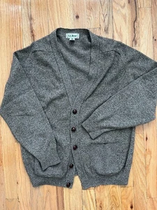 VTG LL Bean Sweater Men M Brown Lambswool Made in Scotland Cardigan - Picture 1 of 3