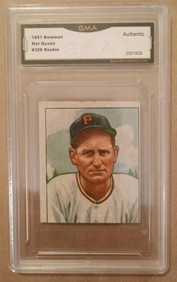 1951 Bowman Mel Queen GMA Authentic  Baseball Rookie Card  - Image 1 of 3