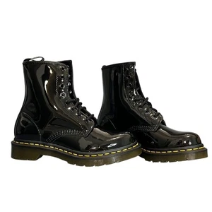 Dr. Martens Women's 1460 Black Patent Leather Combat Boots L6/M5 Utility Grunge - Picture 1 of 15