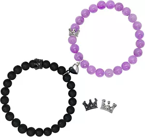 Ymeeaa Couples Bracelets King&Queen Crown His and Her Bracelets Heart Matching B - Picture 1 of 12
