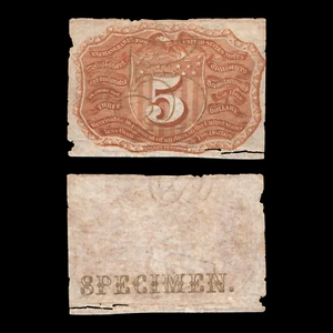 2nd Issue 5c Five Cent Narrow Margins Specimen Fractional Currency Note AU - Picture 1 of 3