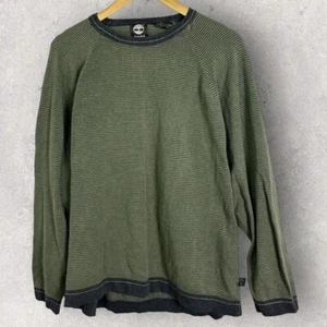 Timberland Green Striped Crew Neck Pullover Knit Sweater Size Large Mens Top L - Picture 1 of 10