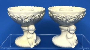 Vintage Lefton Cherub Candle Holders 1950's White 3" Renaissance #3564 - Picture 1 of 8