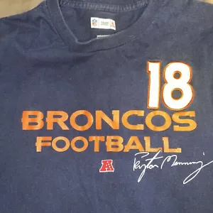 Peyton Manning Denver Broncos Auto Stitched jersey T shirt sz LG - Picture 1 of 8