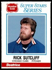 1986 Meadow Gold Stat Back Rick Sutcliffe Chicago Cubs #19