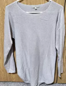 JOAN VASS Women's Beige Long Sleeve Blouse Pullover Thin Sweater Size Large!!! - Picture 1 of 3