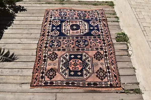 Alfombra Pavo 37''x51'' Tejida a Mano Kars Alfombra 95x130cm Lana Natural Alfombra Vintage 3x4 - Imagen 1 de 9