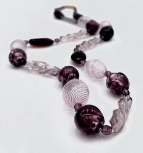 COLLAR Italiano MURANO Púrpura Vidrio Soplado y Vertido De Colección - Imagen 1 de 11