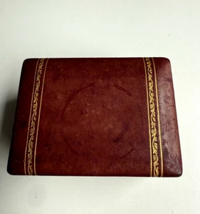 VINTAGE ANTIQUE GENUINE GOLD TOOLED LEATHER JEWELLERY BOX. ITALY. GOOD QUALITY - Picture 1 of 8