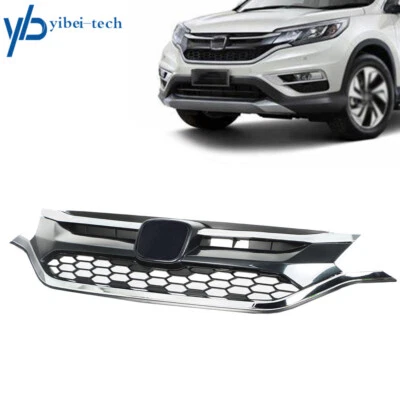 Front Bumper Upper Grill For Honda CRV CR-V 2015 2016 2.4L Mesh Chrome Grille - Изображение 1 из 4