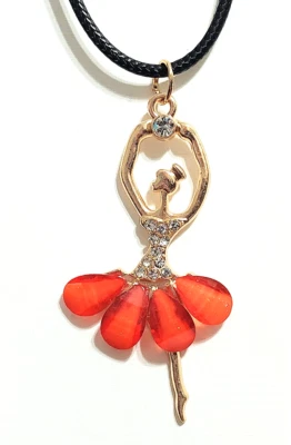 COLLAR COLGANTE CRISTAL BAILARINA BALLET Bailarina Tutú Punta en 18" Cordón Negro Foto 1 de 3