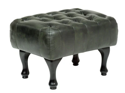 Hocker Chesterfield Pittsfield Echtleder grün Fußhocker Sitzhocker Leder - Bild 1 von 4