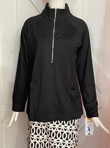 Lulu-B Damen schwarz halber Reißverschluss Kängurutasche Langarm Pullover Oberteil Small - Bild 1 von 2