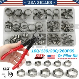 Kit de abrazaderas de manguera de combustible para automóvil 100/130X clips de tubo de oreja individual de acero inoxidable - Imagen 1 de 34