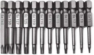12PC Tamper Proof Star Impact Driver Bit Set Security Screwdriver Bits Hex Shank - Picture 1 of 7