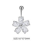 Exquisite Zircon Stainless Steel Body Jewelry Flower Belly Button Rings Dangl MB
