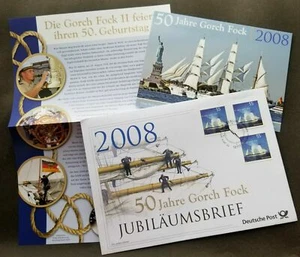 [SJ] Germany 50 Years Of Sail School Ship Gorch Fock 2008 Sailboat (postcard FDC - Picture 1 of 9