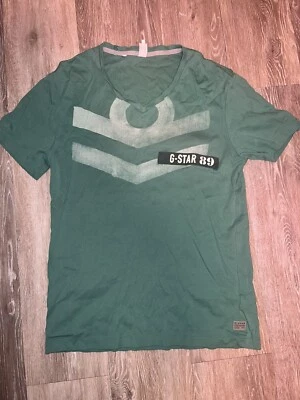 Camisa G Star Raw Para Hombres 2XL Verde Estampado Gráfico Logo Cuello Redondo Manga Corta Foto 1 de 4