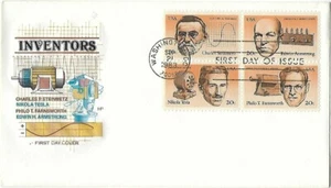 8 '83 FDCs Inventors, Tesla, Farnsworth, Armstrong B4, Treaty Paris, Clay, Vets - Picture 1 of 9