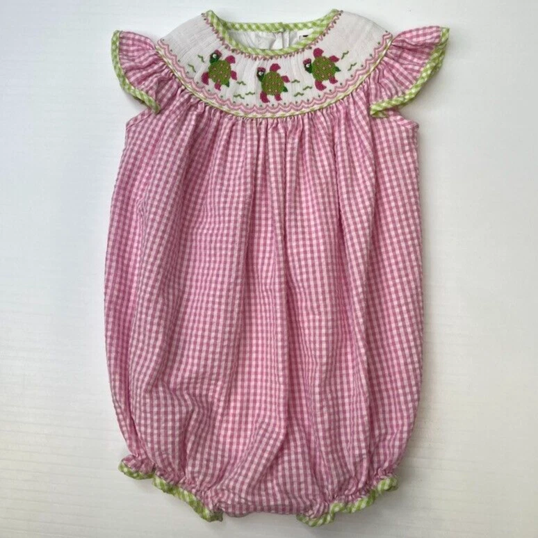 Surcie Mameluco Niña 2T Tortuga Seersucker Guinga Volantes Botón Trasero Resort Core G Foto 1 de 4