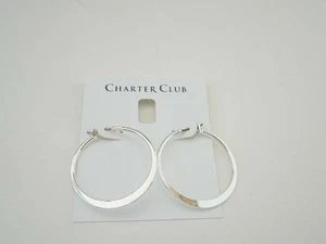 Charter Club Silver Hoop Earrings - New - Picture 1 of 1
