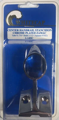 Whitecap S-1489C Center Handrail Stanchion Chrome Plated 7/8 OD Tube-NEW-SHIP24H - Image 1 of 4