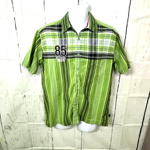 Vintage 90s Tommy Hilfiger Men's Denim Plaid Green Button-down Shirt Medium - Picture 1 of 14