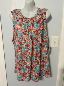 Canotta Croft & Barrow bianca patch floreale senza maniche buco della serratura nuova con etichette taglia XXL - Foto 1 di 3