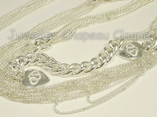 Guess Halskette Lang UBN 41005 silberfarben mit 3 Herzen - Bild 1 von 1