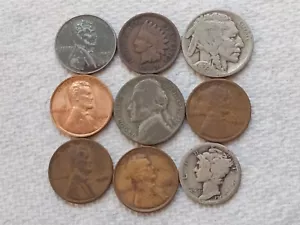 VINTAGE USA COLLEZIONE MONETE LOTTO MISTO PENNY GRANO BUFALO MERCURY WAR NICHEL T5 - Foto 1 di 6
