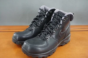 Nike Mano High Relfection Kids Shoes Size 4Y Black Leather Lace Up Mid Boots - Picture 1 of 10