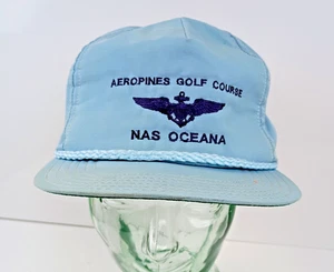 Vintage NAS Oceana Aeropines Golfplatz Mütze Druckknopflasche Baseballkappe blau US NAVY - Bild 1 von 10
