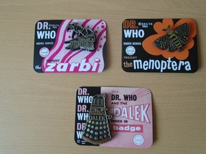Doctor Who Badges Dalek Zarbi Menoptera 60s Rare read description - Picture 1 of 12