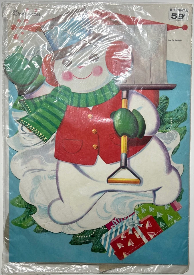 1950 Dennison Navidad Troquelado Paquete Muñeco de Nieve Santa Caroler Lámpara ¡Árbol! Foto 1 de 3