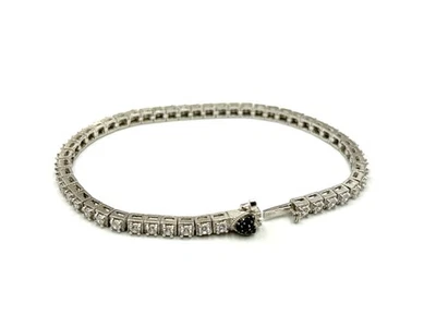 Judith Ripka Sterling Silver CZ Diamonique Tennis Bracelet Sapphire Heart - Image 1 of 4