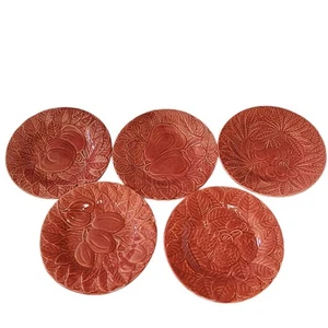 Bordallo Pinheiro Sonoma Fruit Red Salad Plates Portugal Set of 5 Vintage 8” - Picture 1 of 8