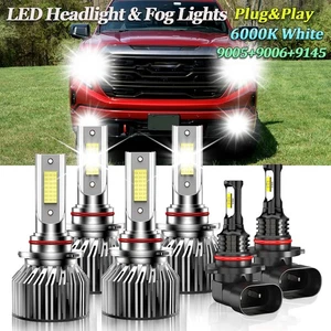 6000K LED Headlight + Fog Light Bulbs Kit White For GMC Sierra 3500 2003-2006 - Picture 1 of 11