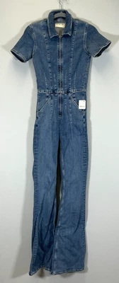 Free People Jayde Flare Women's Size XS Sunburst Blue Denim Jumpsuit NWT - Image 1 of 4
