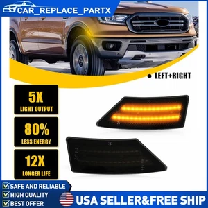 Smoked Lens Amber LED Front Fender Side Marker Lights For 2019-2022 Ford Ranger - Picture 1 of 15