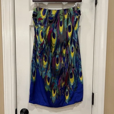 Vestido Trina Turco Azul Pavo Real 100% Seda Talla 0 Mini Cóctel Fiesta Playa Foto 1 de 4