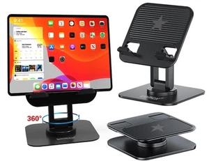 Tablet Stand, Cell Phone Stand for Desk, 360° Rotatable Foldable Adjustable D... - Picture 1 of 9