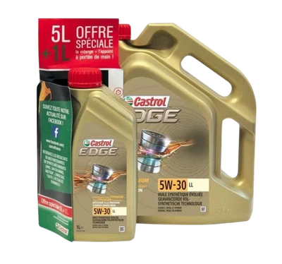 Castrol EDGE LL 5W30 Motoröl 5L + 1 L - Vollsynthetisch für Benzin & Diesel