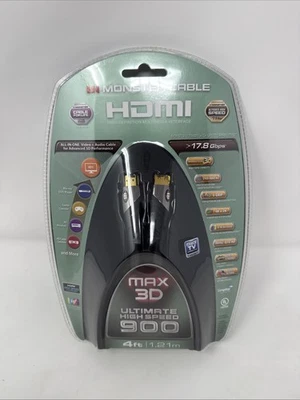 MONSTER 900 MAX 3D Ultra High Speed HDMI Cable HDTV 4' - 15.8 Gbps w/ EtherNet - Image 1 of 2