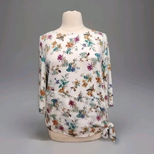 Chico's Bluse Blumen Schmetterling 3/4 Arm weiß Größe 3 XL - Bild 1 von 8